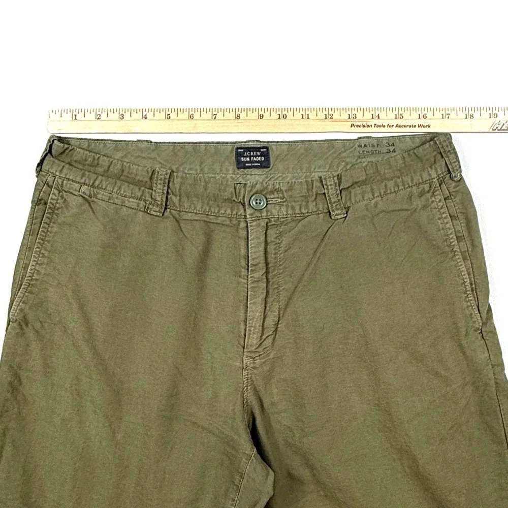 J Crew Sun Faded‎ Cargo Pants Khaki Green 34x33** Cotton
